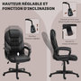 Voir la diapositive 4 : HOMCOM Chaise de bureau manager ergonomique - hauteur réglable, fonction à bascule, pivotant - PU polyester noir
