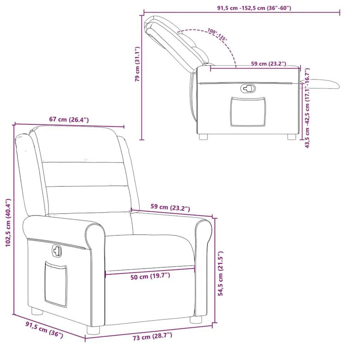 VIDAXL Fauteuil inclinable Vert fonce Tissu