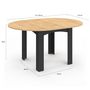 Voir la diapositive 5 : ID MARKET Table à manger extensible ronde DONA 4-8 personnes noire plateau façon hêtre 110-150 cm