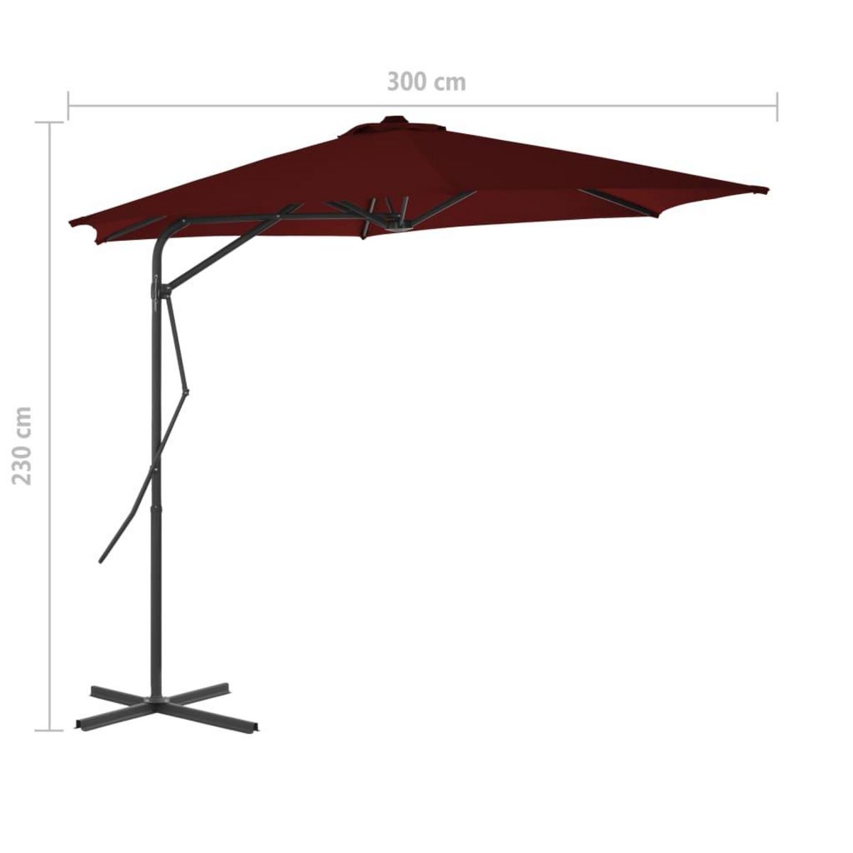 VIDAXL Parasol de jardin avec mat en acier rouge bordeaux 300x230 cm