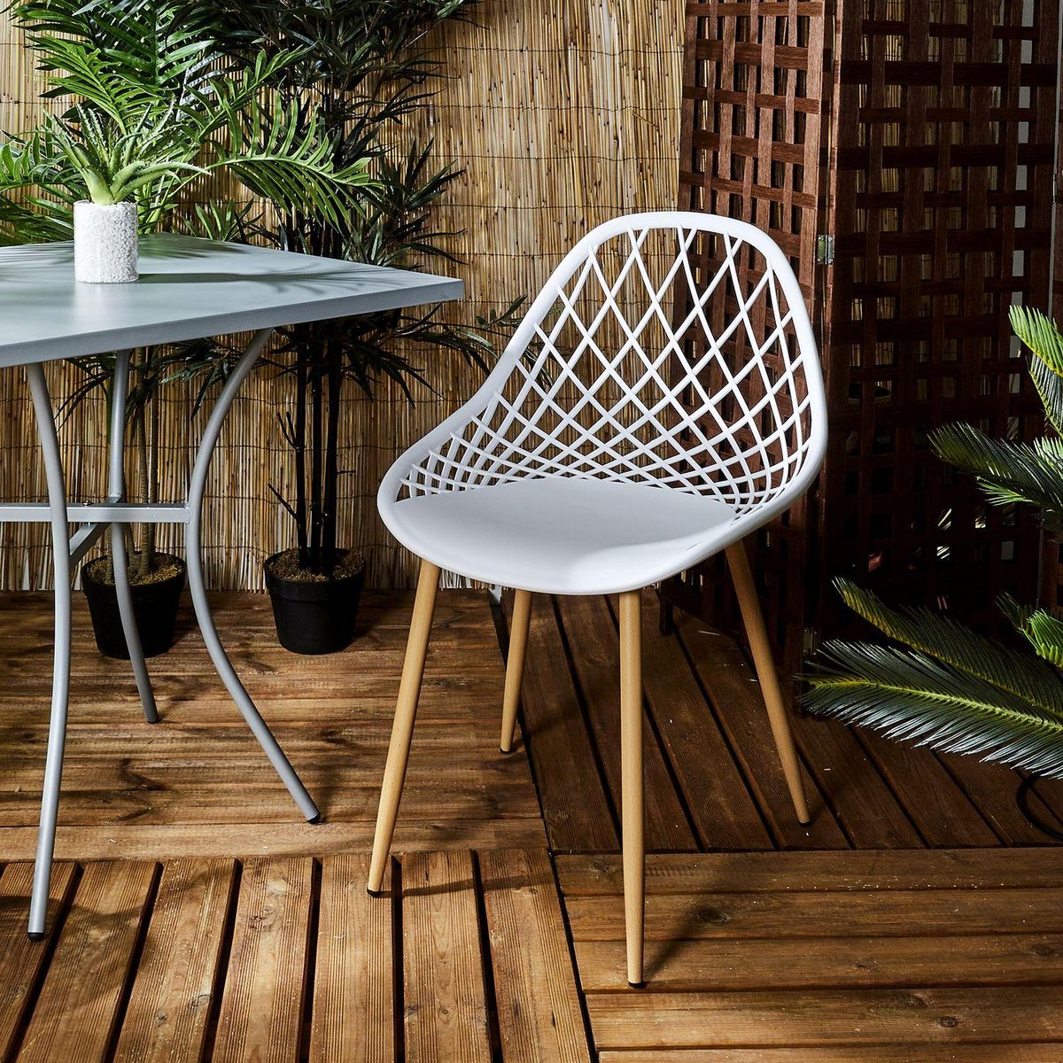 TOILINUX Lot de 4 chaises d'extérieur Malaga en polypropylène