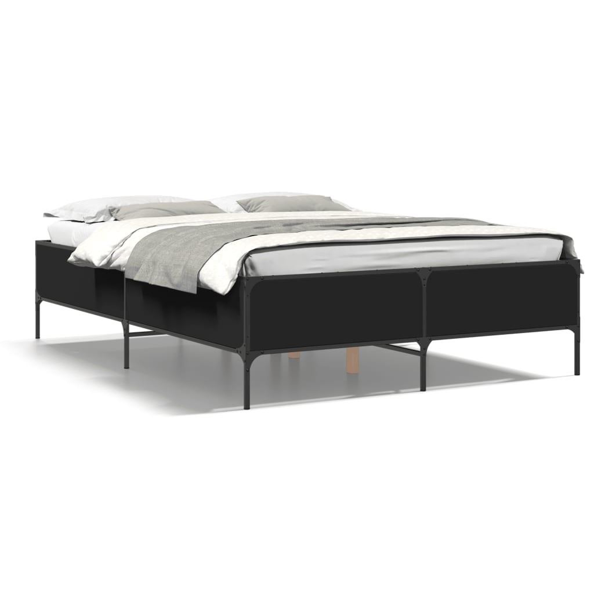 Voir la diapositive 2 : VIDAXL Cadre de lit sans matelas noir 140x190 cm