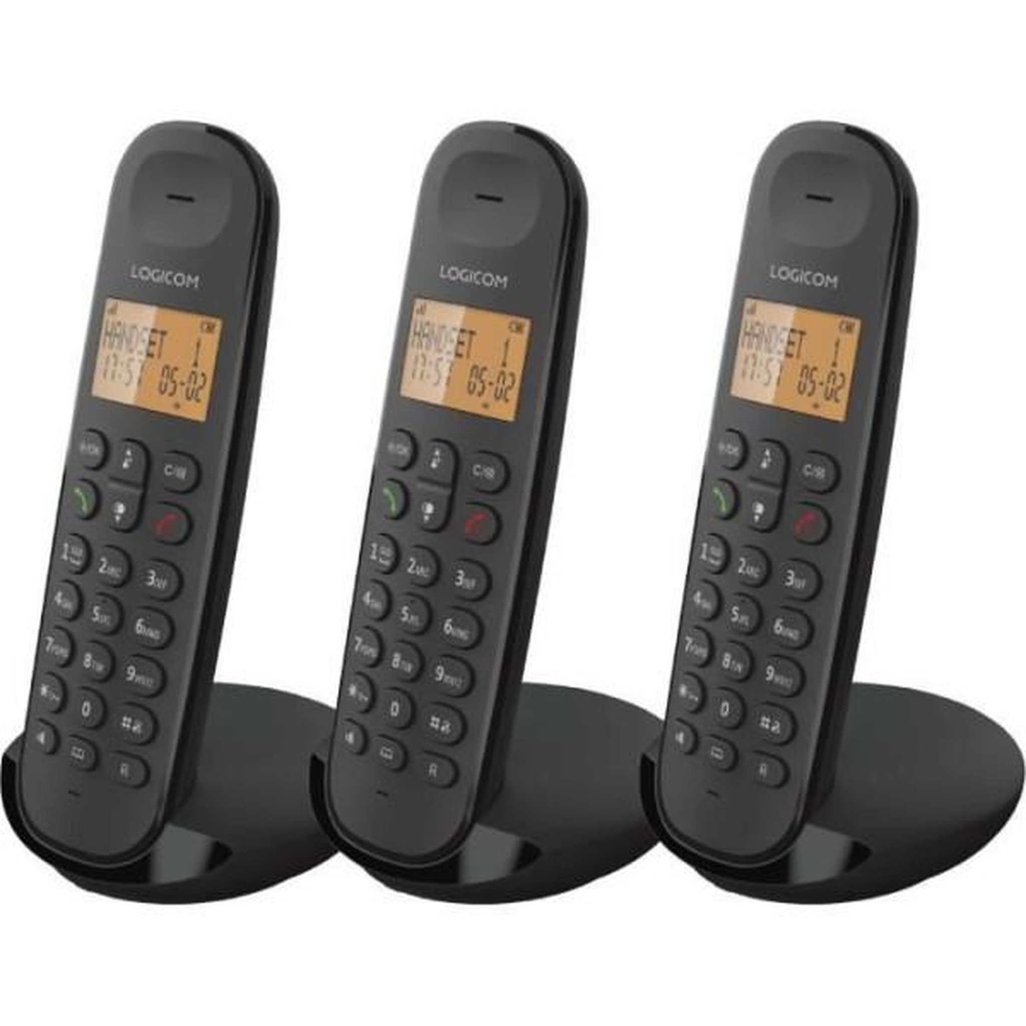 Logicom Téléphone fixe sans fil - LOGICOM - DECT ILOA 350 TRIO - Noir - Sans répondeur