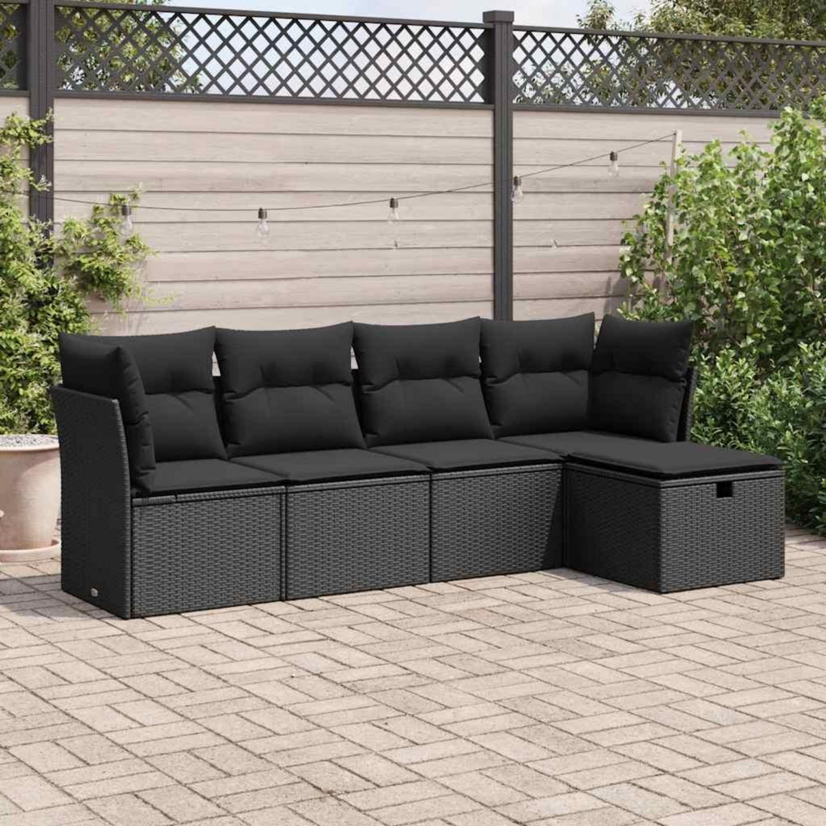 VIDAXL Salon de jardin 5 pcs avec coussins noir resine tressee