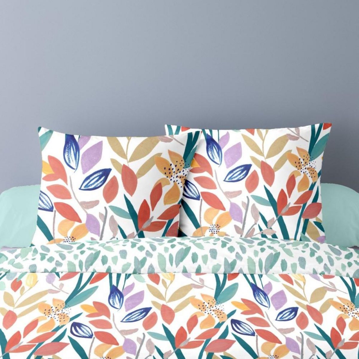 Dourev Housse de couette 240x220 THALIA + 2 taies Percale de coton