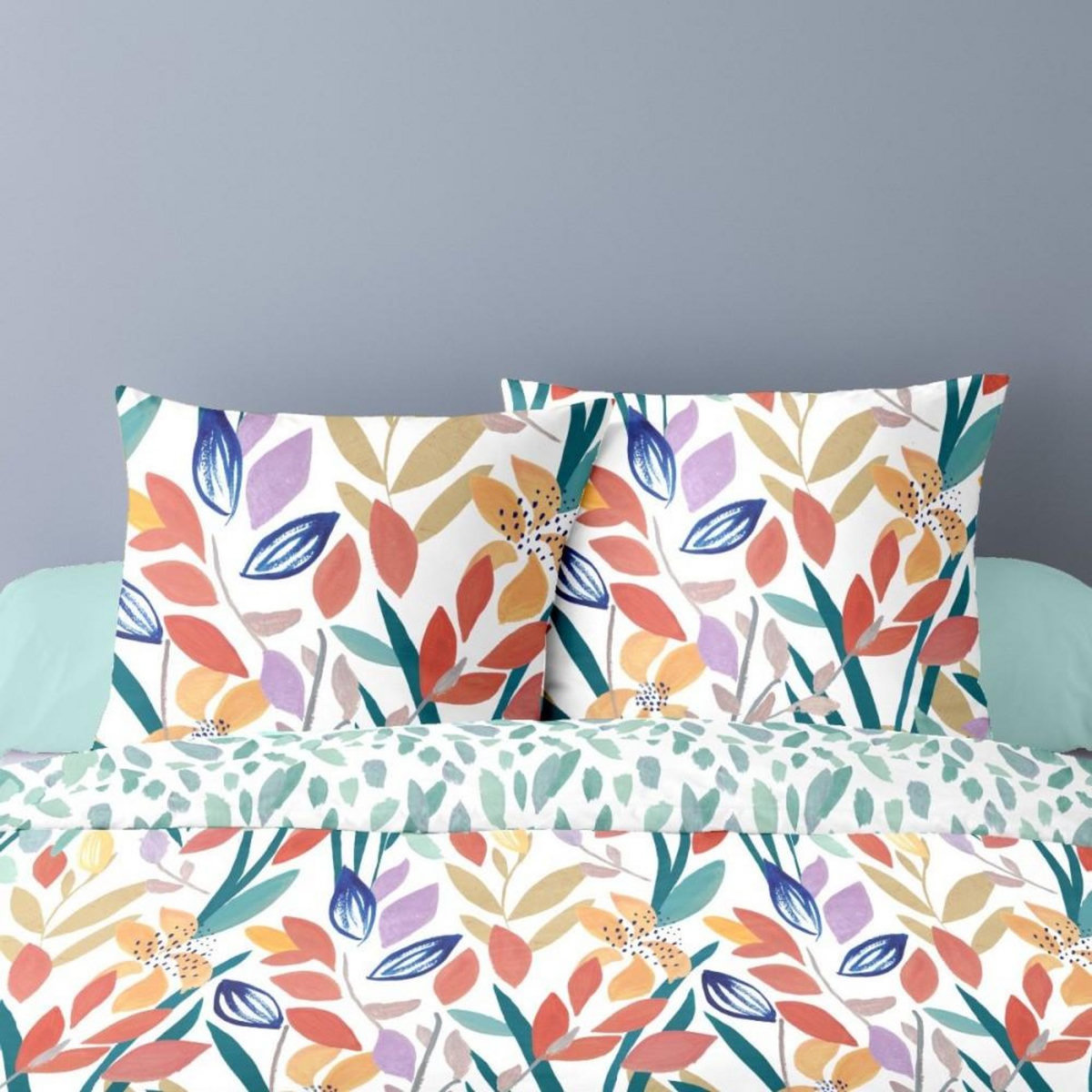 Dourev Housse de couette 240x220 THALIA + 2 taies Percale de coton