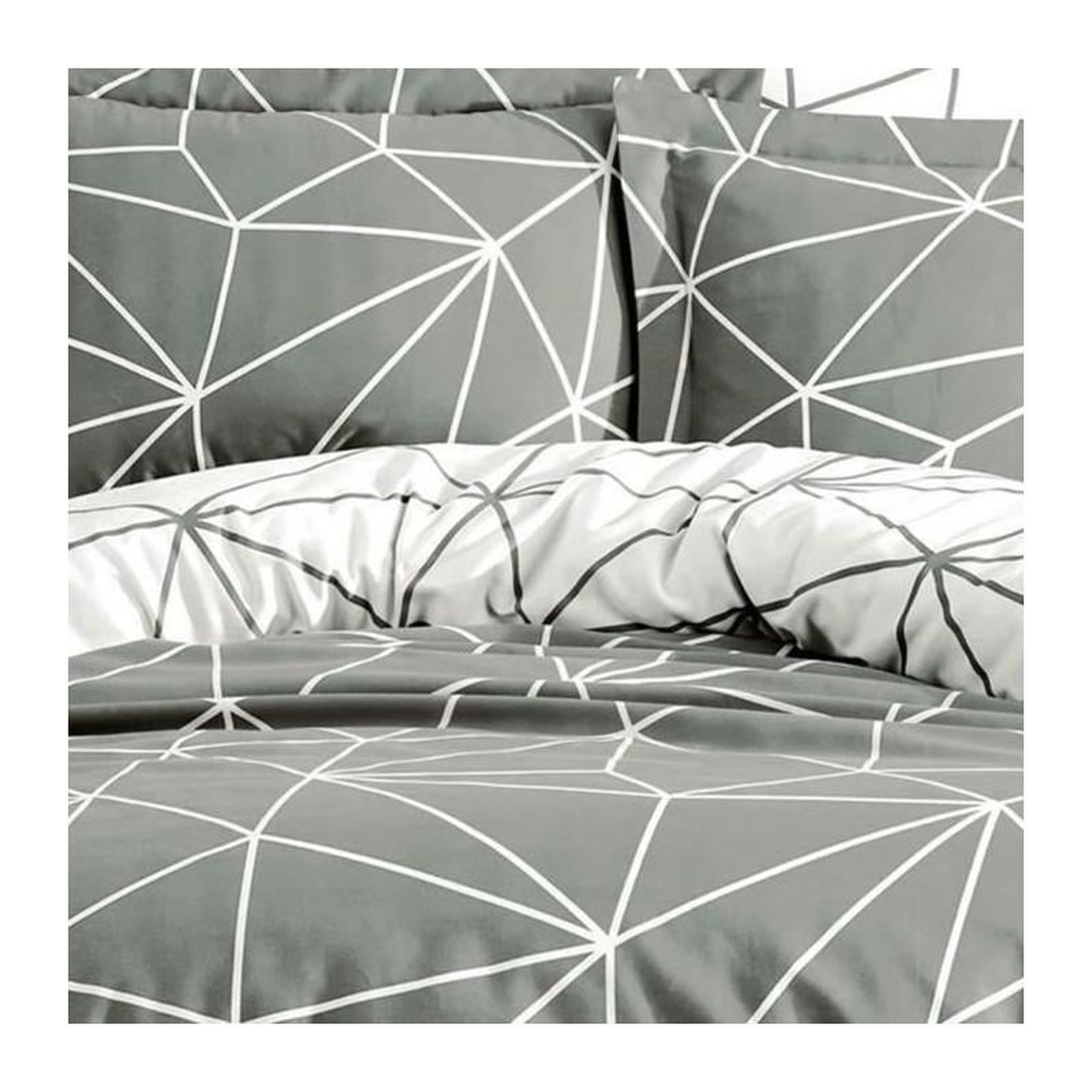 Voir la diapositive 4 : GENERIQUE Parure de lit - 1 housse de couette 220 x 240 cm + 2 taies d'oreiller 60 x 60 cm - 100% coton renforcé - Gris