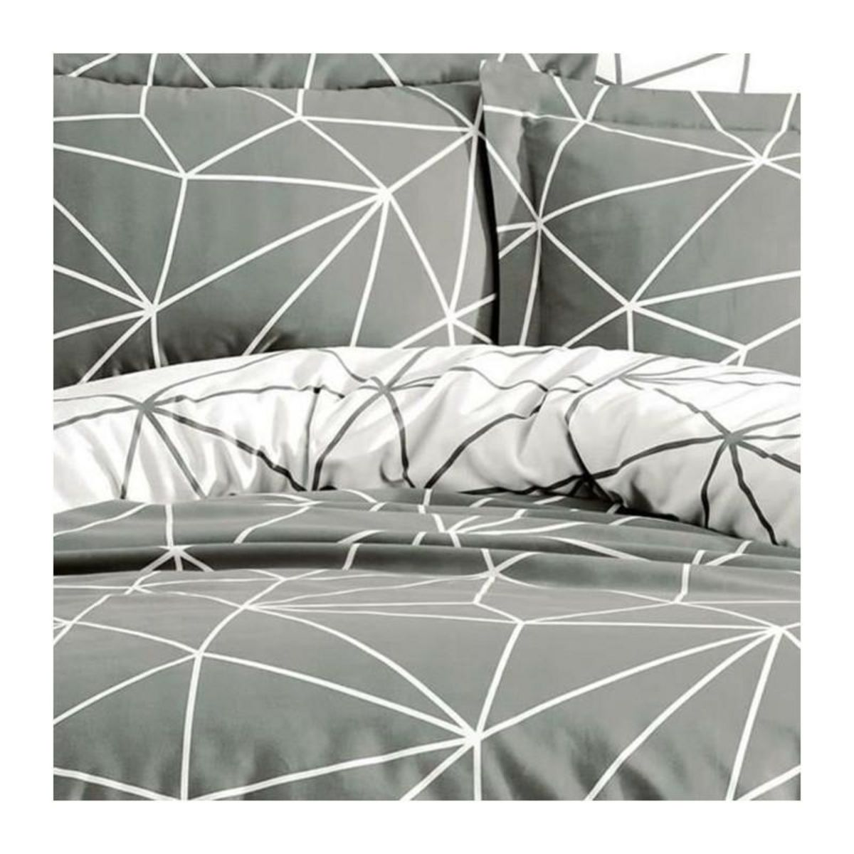 GENERIQUE Parure de lit - 1 housse de couette 220 x 240 cm + 2 taies d'oreiller 60 x 60 cm - 100% coton renforcé - Gris