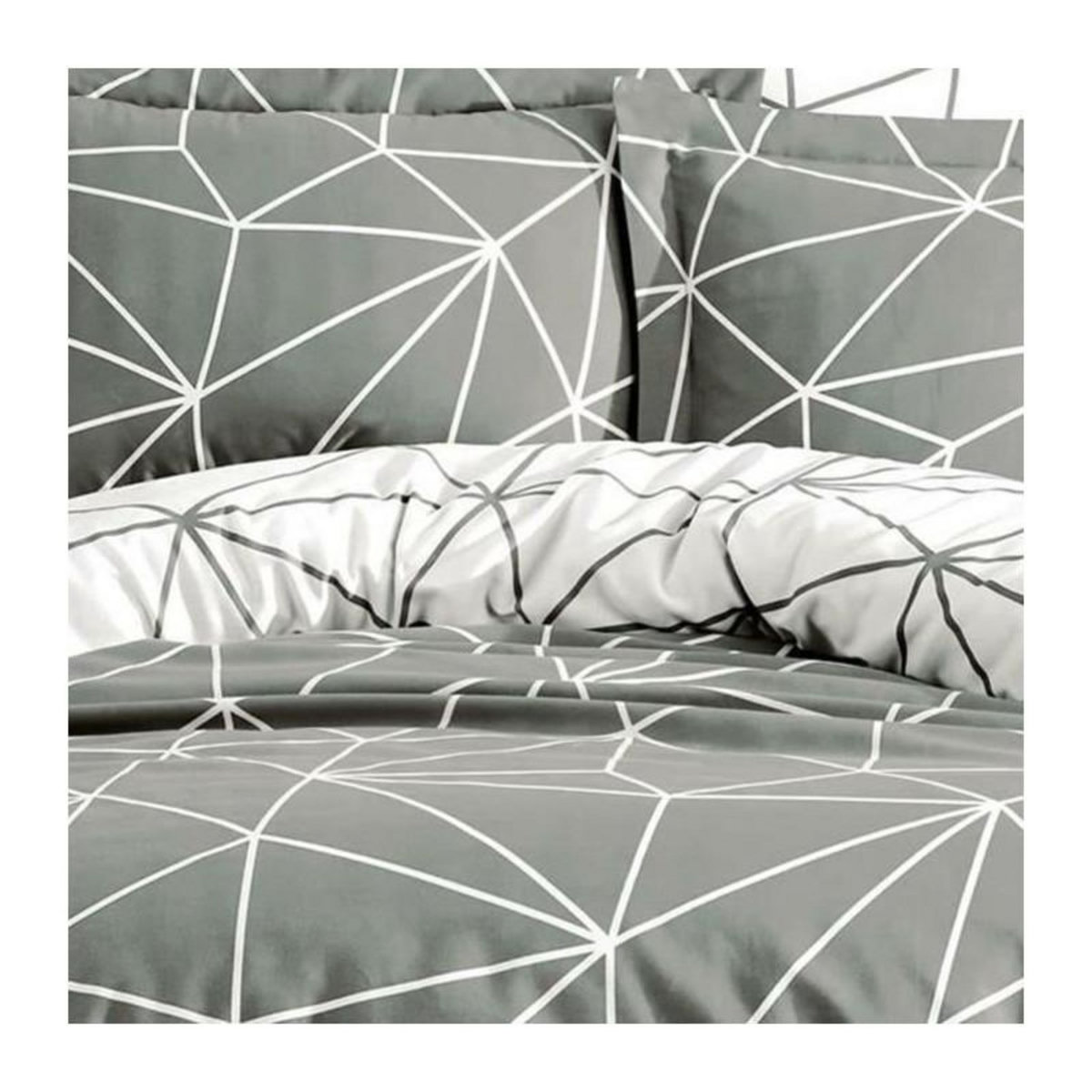 GENERIQUE Parure de lit - 1 housse de couette 220 x 240 cm + 2 taies d'oreiller 60 x 60 cm - 100% coton renforcé - Gris