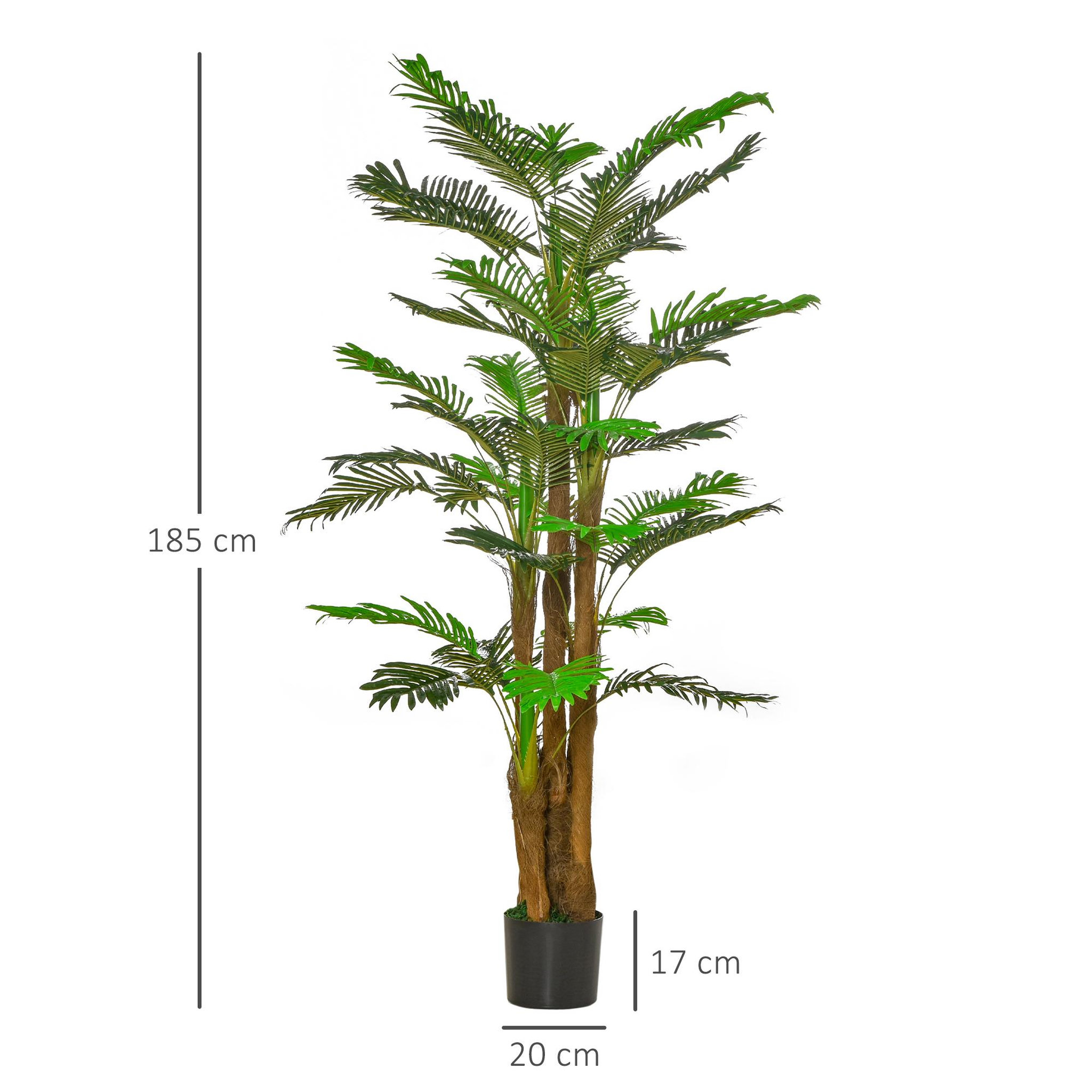 Voir la diapositive 3 : OUTSUNNY Palmier artificiel H.1,85 m arbre artificiel tronc branches lichen feuilles grand réalisme pot inclus