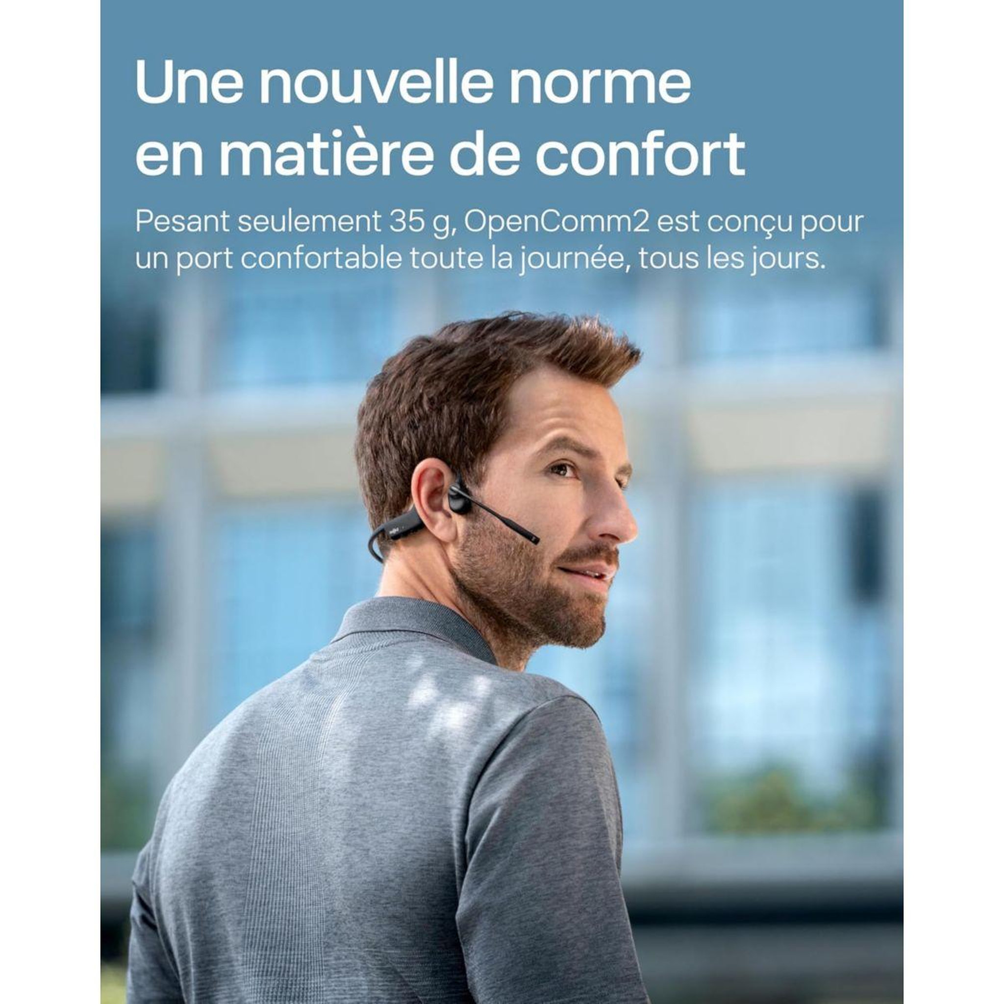 Voir la diapositive 2 : SHOKZ Micro-casque OpenComm2 - Noir