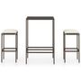 Voir la diapositive 2 : VIDAXL Ensemble de bar de jardin 3 pcs coussins Resine tressee Marron