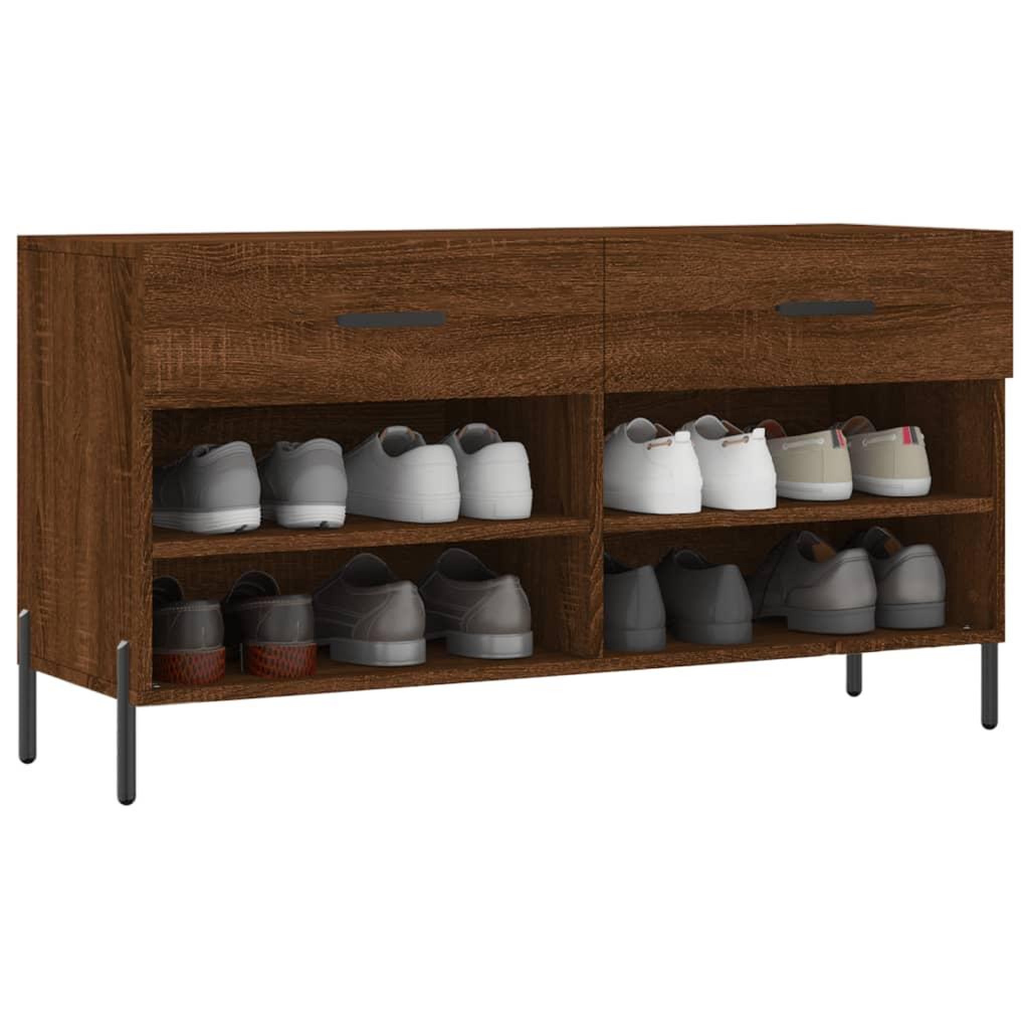 Voir la diapositive 3 : VIDAXL Banc a chaussures chene marron 102x35x55 cm bois d'ingenierie