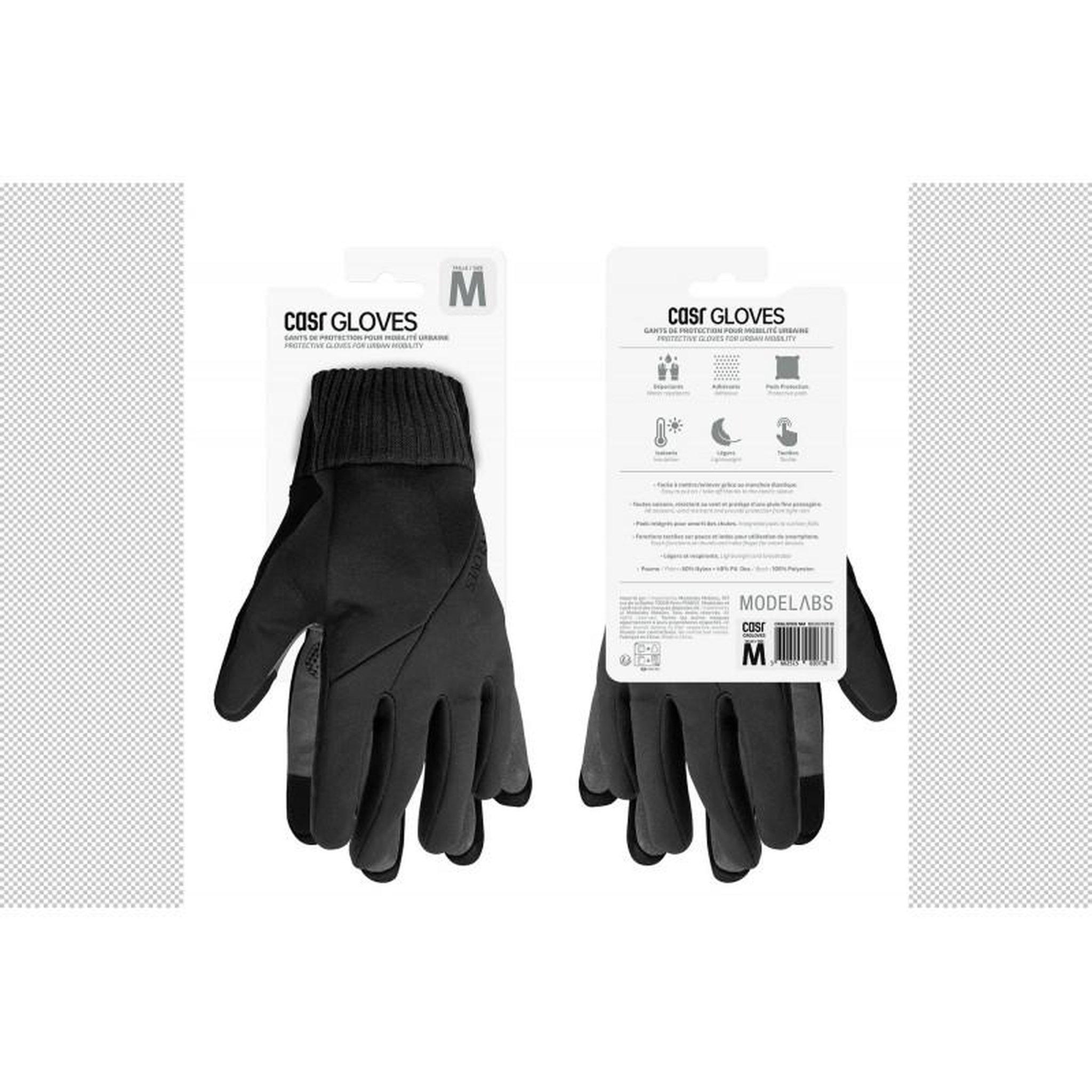 Voir la diapositive 6 : CASR Gants de protection pour mobilité urbaine Modelabs Taille M Noir