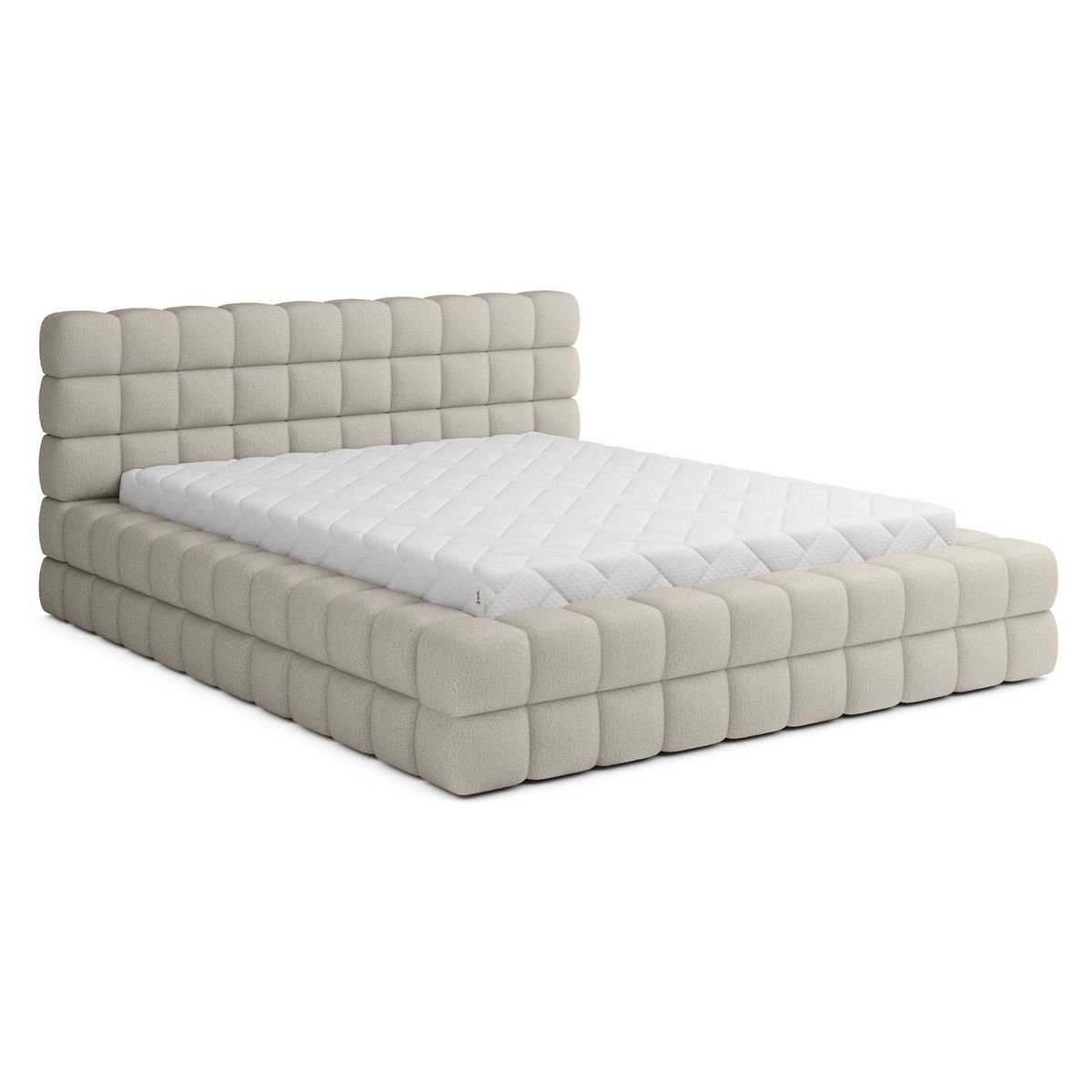 BEST MOBILIER Kingston - lit coffre - 180x200 - sommier inclus - en tissu bouclette