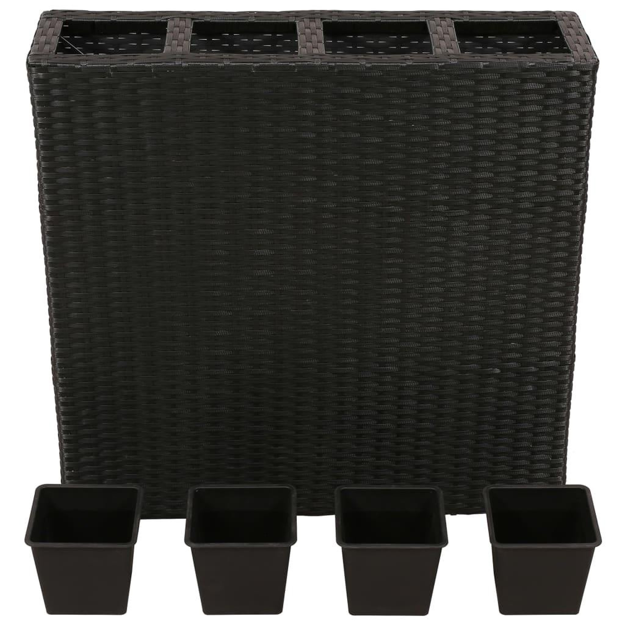 Voir la diapositive 4 : VIDAXL Lits sureleves de jardin avec 4 pots 2 pcs Resine tressee Noir