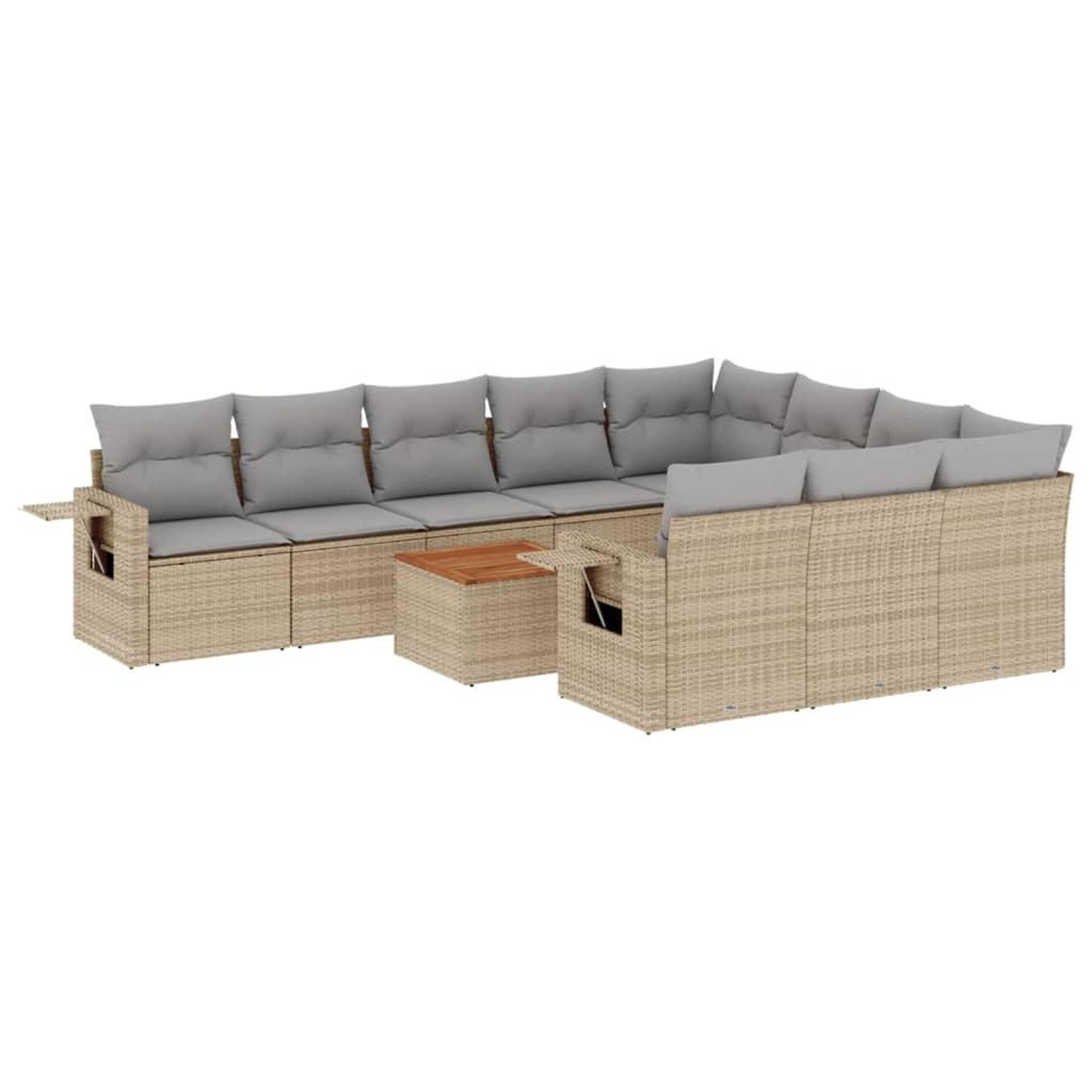Voir la diapositive 2 : VIDAXL Salon de jardin 11 pcs avec coussins beige resine tressee
