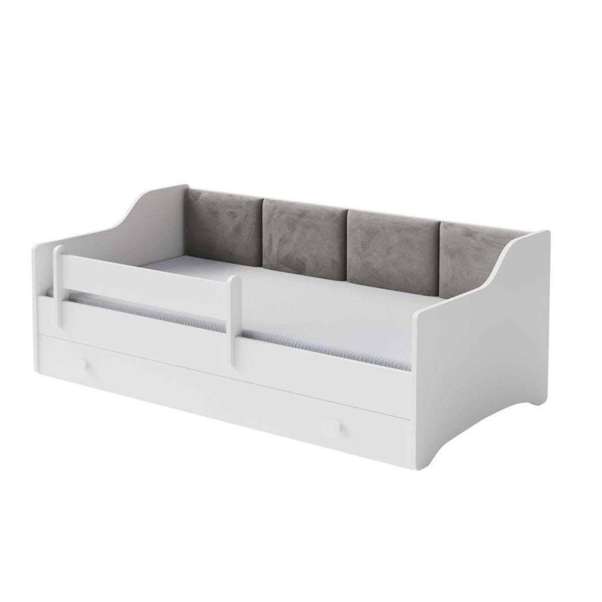 KOBI Lit Enfant Eryk 160x80 cm Gris - Lit Bébé Élégant et Sécurisé