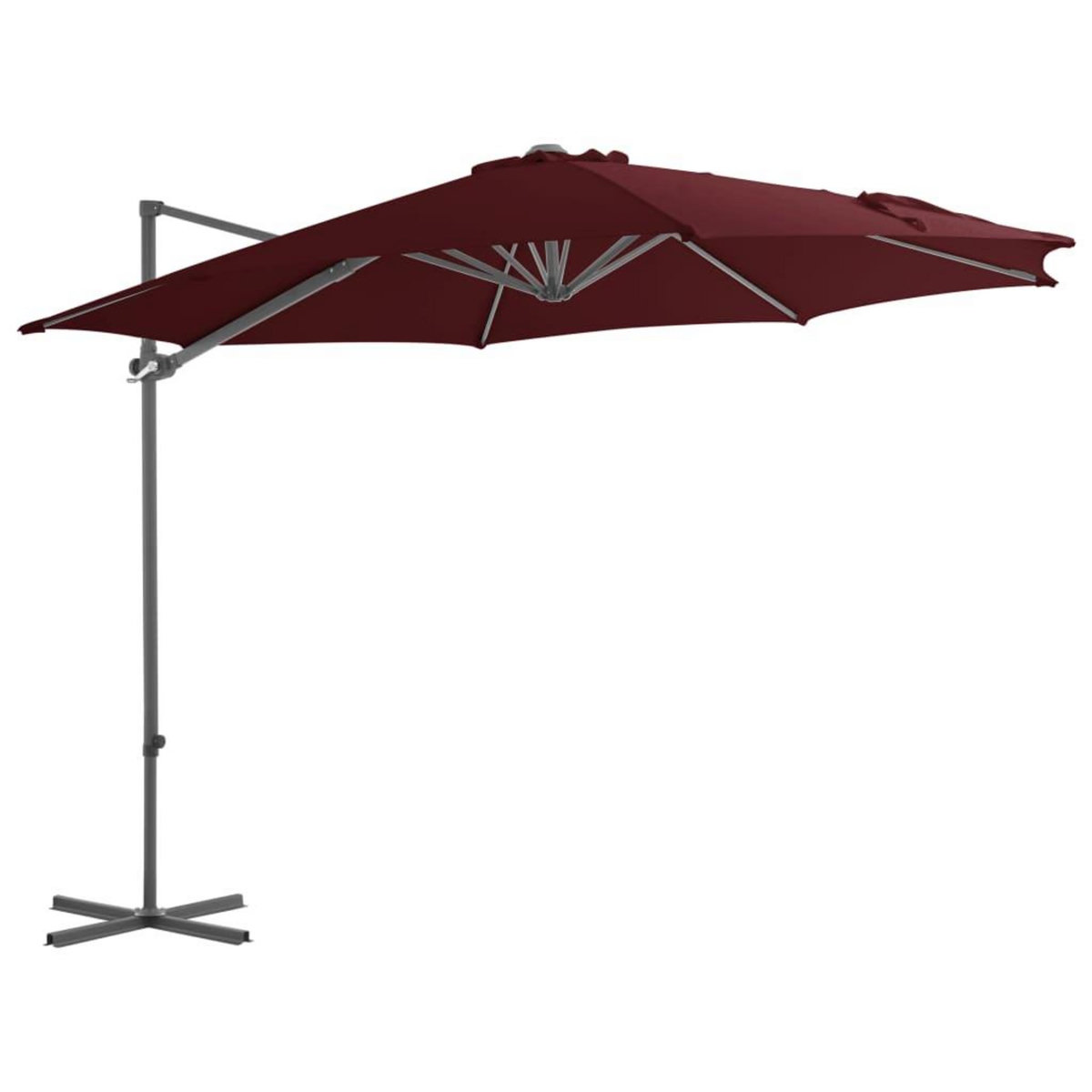 VIDAXL Parasol de jardin en porte-a-faux mat en acier rouge bordeaux