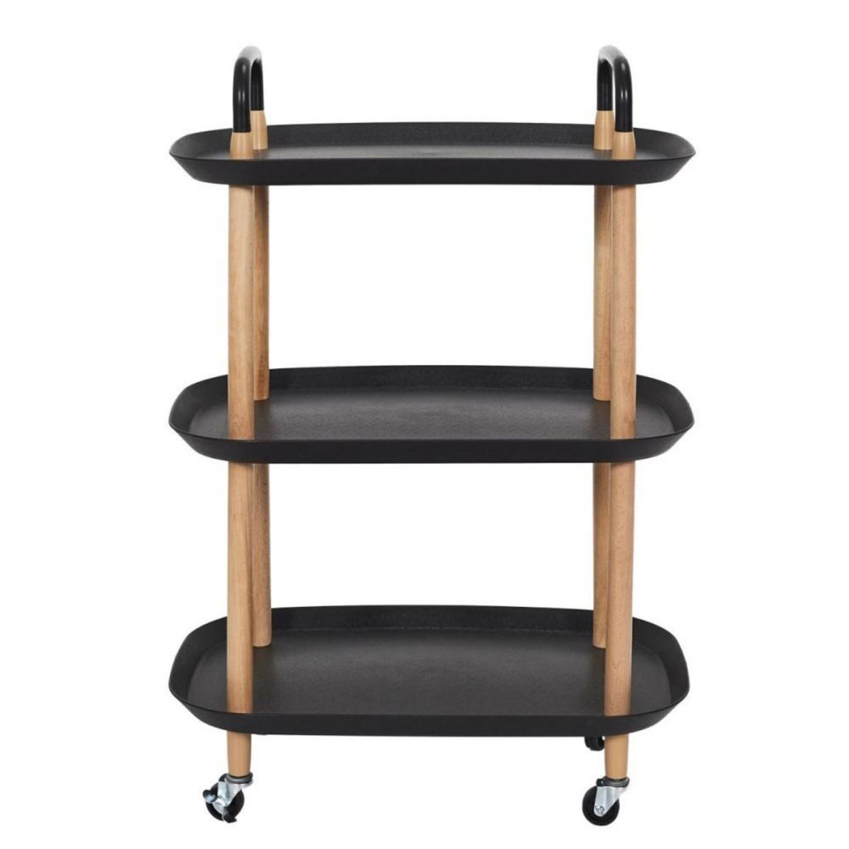 The Home Deco Factory Desserte à roulettes 3 plateaux noir