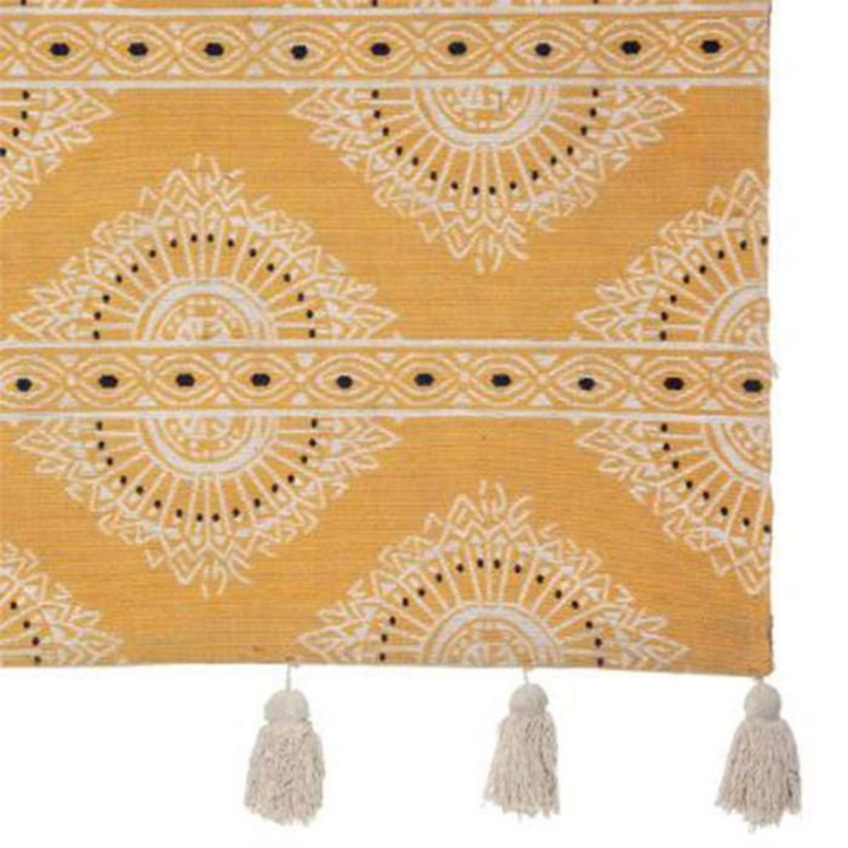 ATMOSPHERA Tapis Déco à Pompons  Namaste  120x170cm Ocre