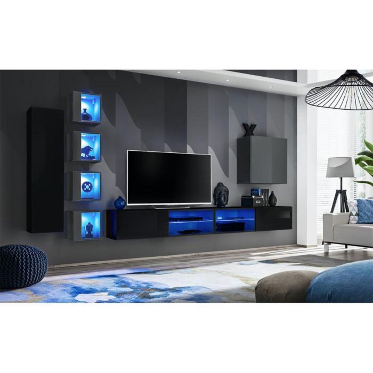 Paris Prix Ensemble Meuble TV  Switch XXVI  320cm Noir & Gris