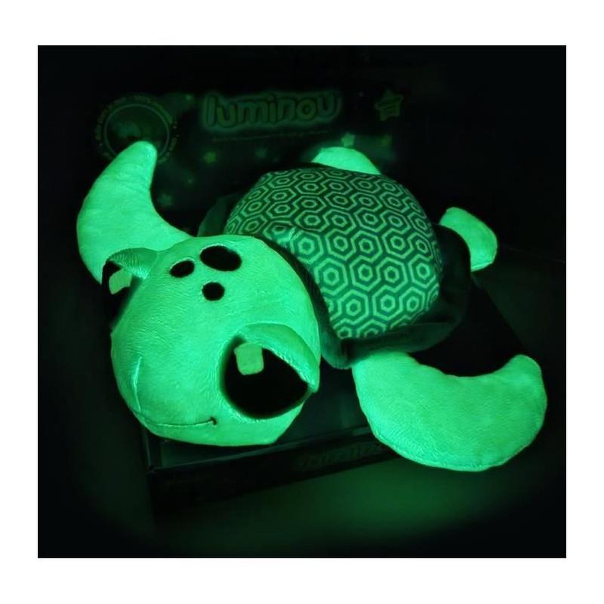 Voir la diapositive 2 : JEMINI Ma Petite Carapace Peluche Tortue Lumineuse Naturelle +/- 25 cm - JEMINI - Chargeable a la lumiere, fonctionne sans pile.