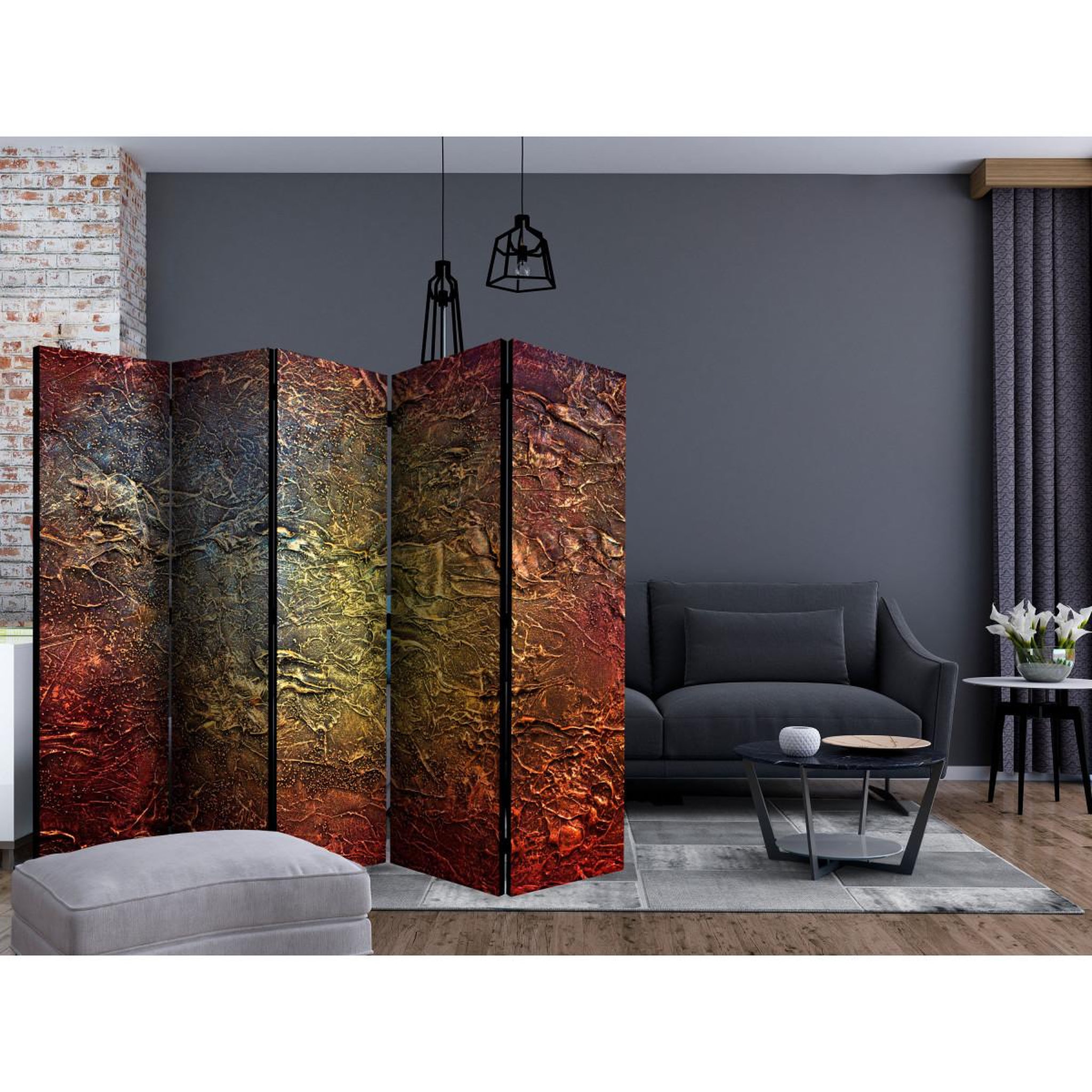 Voir la diapositive 2 : Paris Prix Paravent 5 volets  red gold  172x225cm