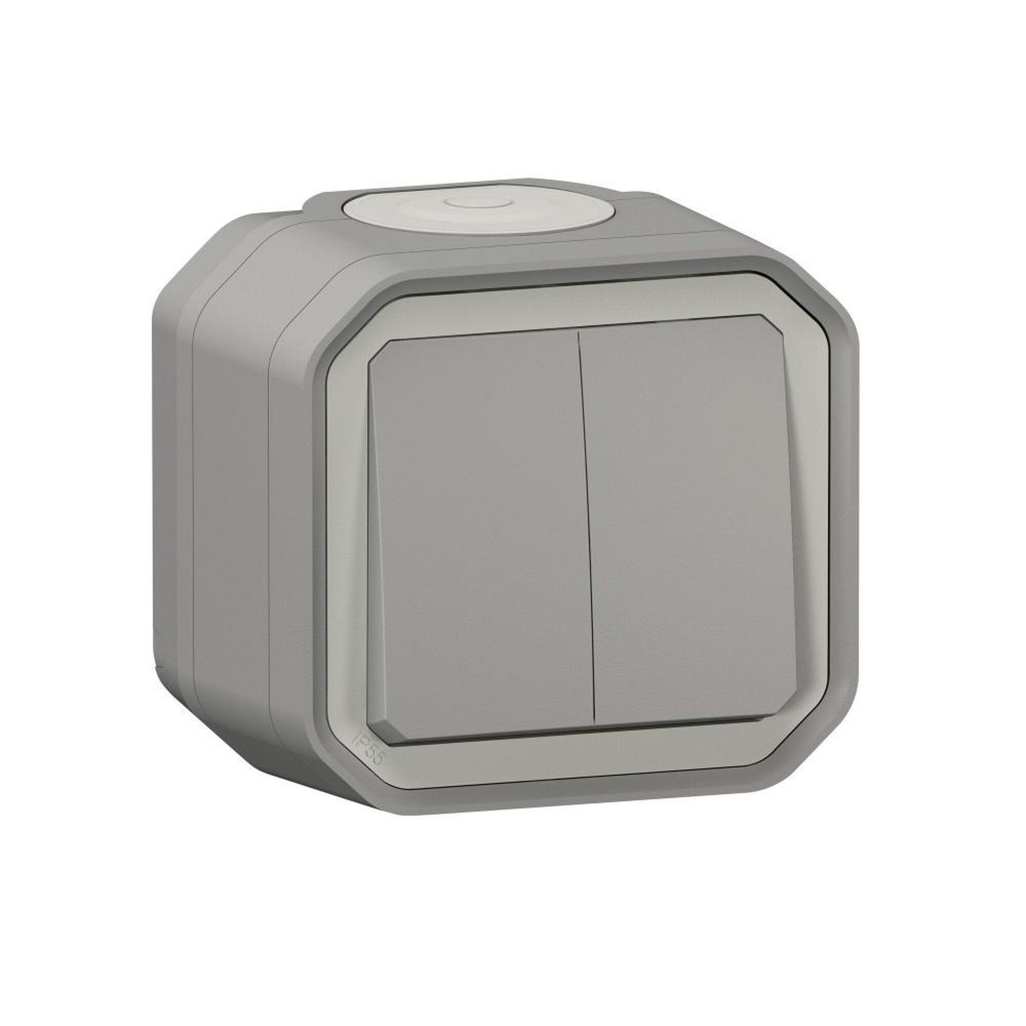 Legrand Double interrupteur étanche va-et-vient prêt à poser, LEGRAND Plexo, gris