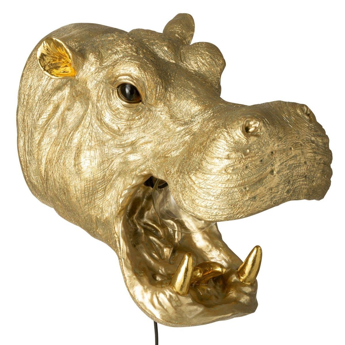 Paris Prix Applique Murale en Résine  Hippopotame  35cm Doré