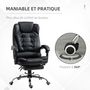 Voir la diapositive 6 : HOMCOM Fauteuil de bureau fauteuil manager grand confort réglable dossier inclinable repose-pied revêtement synthétique noir
