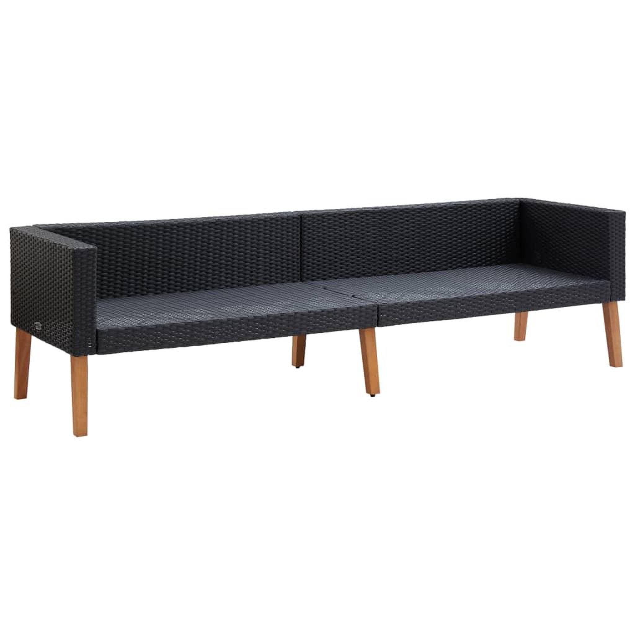 Voir la diapositive 5 : VIDAXL Canape de jardin a 3 places avec coussins Resine tressee Noir