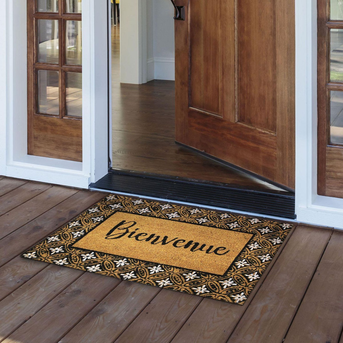 Douceur d'Intérieur Paillason en fibre de coco Bienvenue - 60 x 40 Cm - Marron et noir