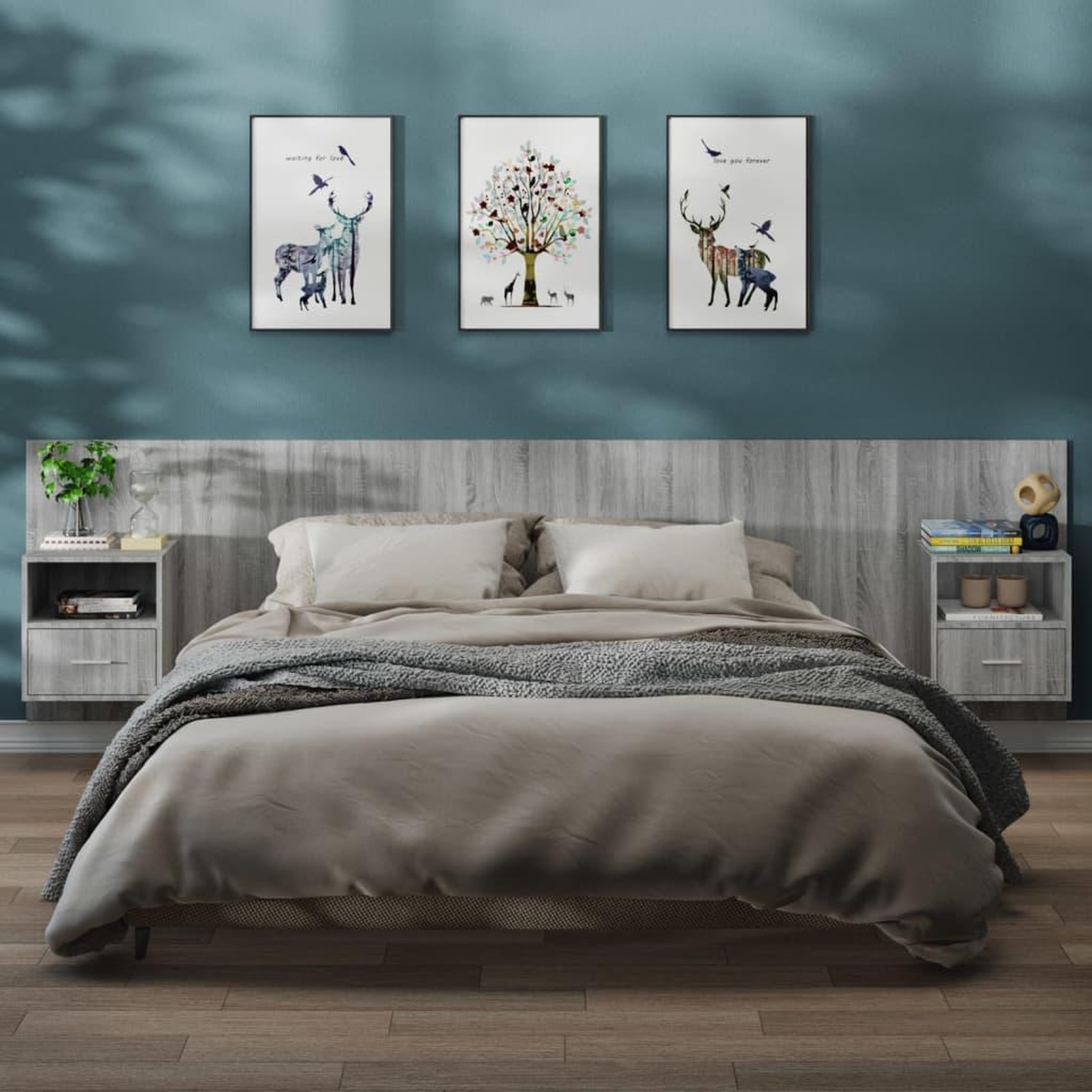 VIDAXL Tables de chevet murales 2 pcs Sonoma gris