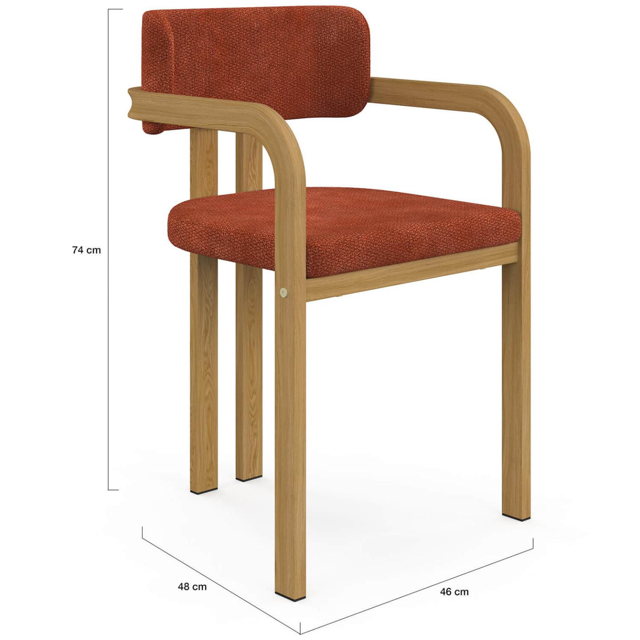 Voir la diapositive 5 : ID MARKET Lot de 4 chaises de salle à manger, fauteuils de table esma en métal effet bois et tissu chenille terracotta avec accoudoirs