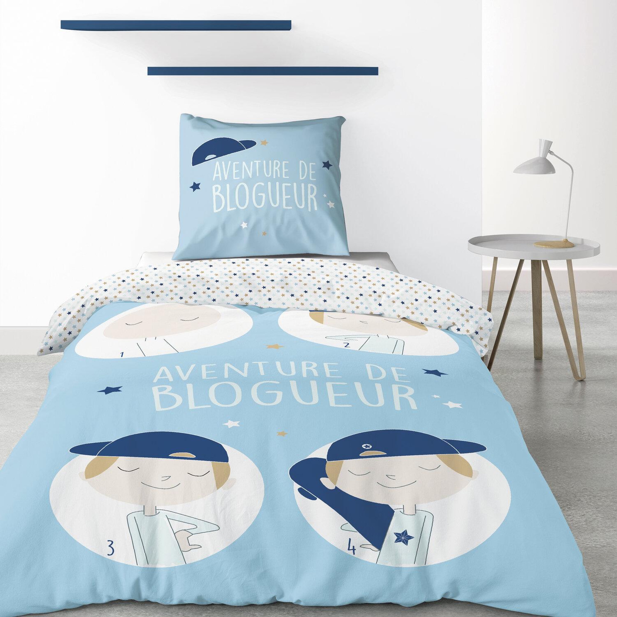 Voir la diapositive 1 : Les Ateliers du Linge Parure de couette 2pcs 140x200cm 100% coton 47 fils- blogueur