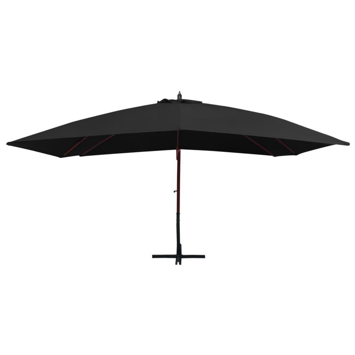 VIDAXL Parasol suspendu avec mat en bois 400x300 cm Noir