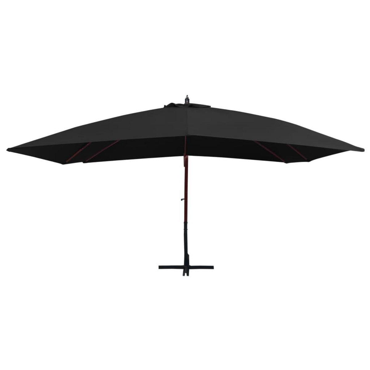 VIDAXL Parasol suspendu avec mat en bois 400x300 cm Noir