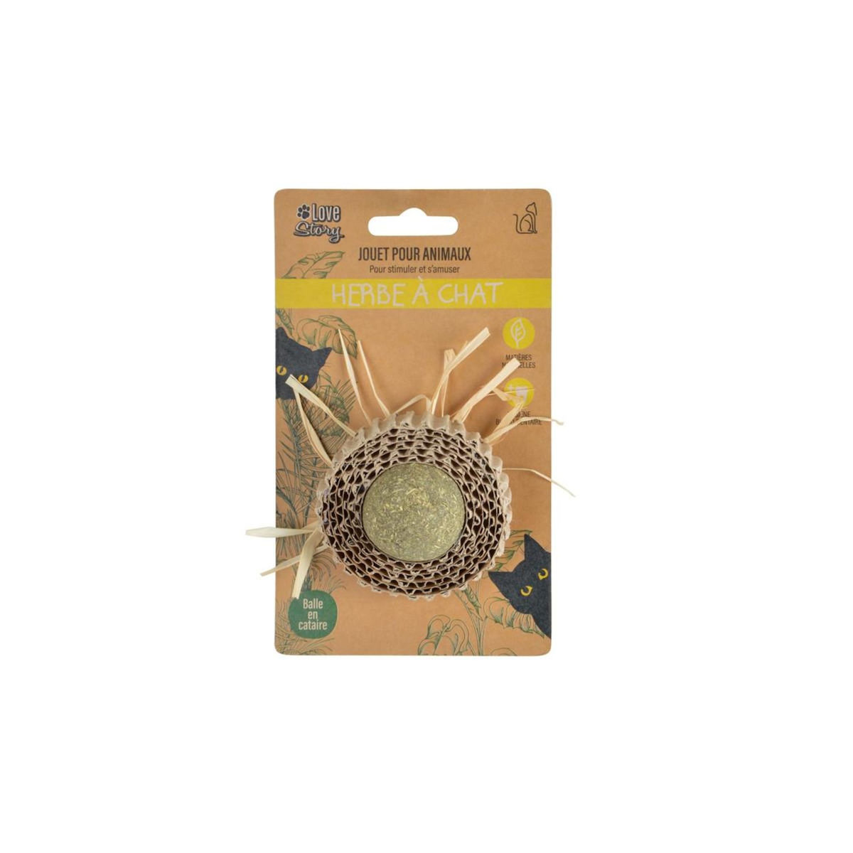 Paris Prix Jouet pour Chat  Balle Herbe & Carton  13cm Naturel