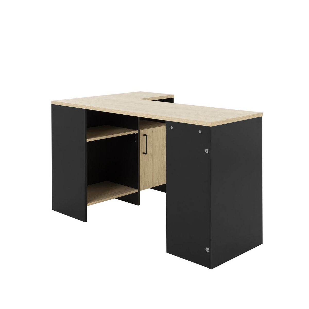 Bureau d'angle droit style indutriel avec rangement L136cm CHELSEA