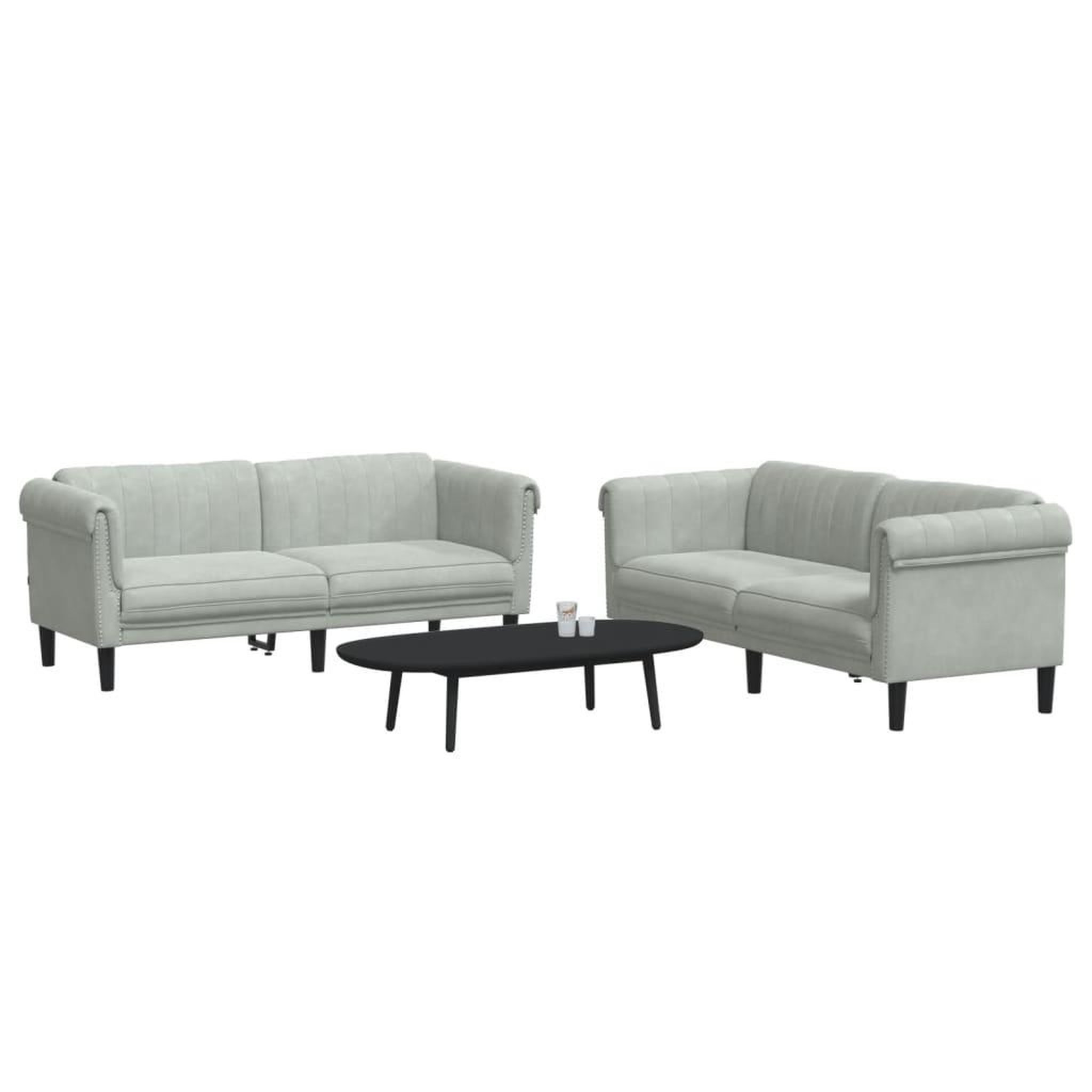 Voir la diapositive 3 : VIDAXL Ensemble de canapes 2 pcs gris clair velours