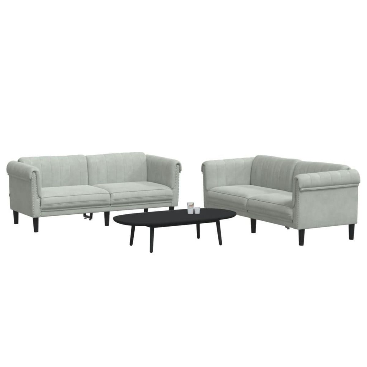 VIDAXL Ensemble de canapes 2 pcs gris clair velours