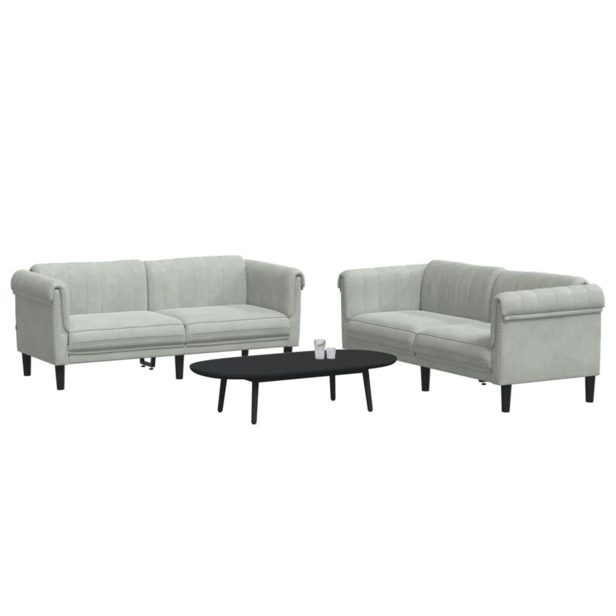VIDAXL Ensemble de canapes 2 pcs gris clair velours