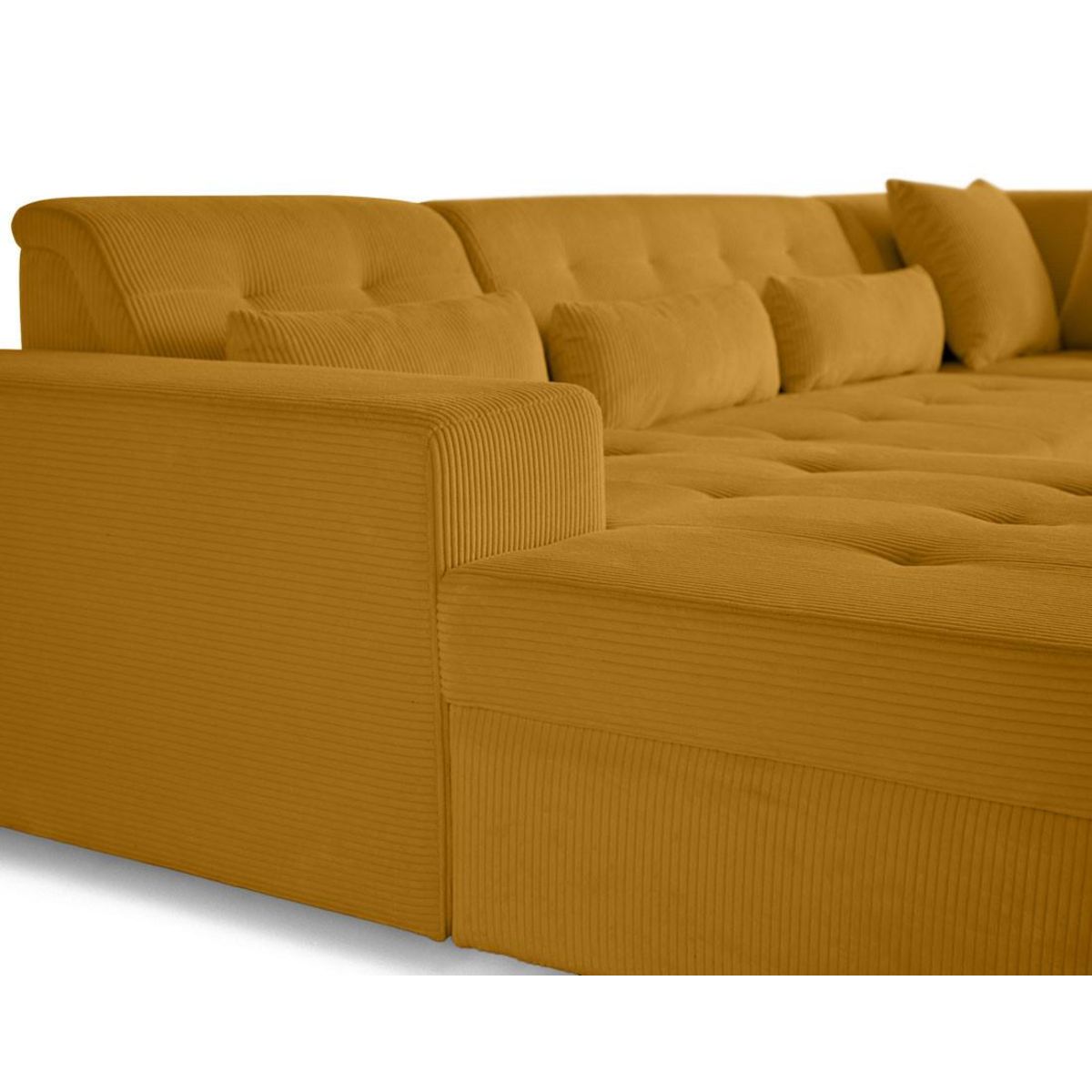 LISA DESIGN Vermont - canapé panoramique d'angle droit - 7 places - en velours côtelé