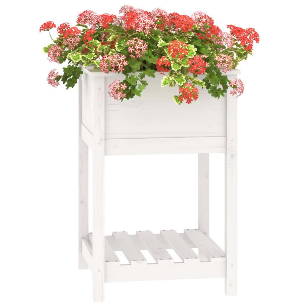 VIDAXL Jardiniere avec etagere Blanc 54x54x81 cm Bois massif de pin