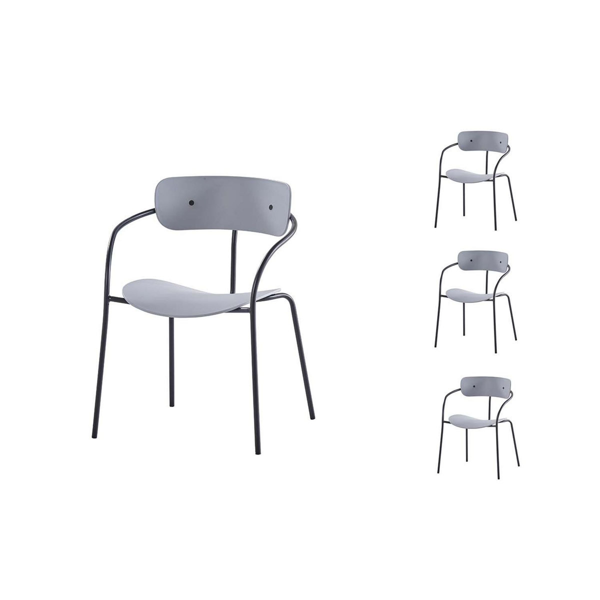 CONCEPT USINE Lot de 4 chaises gris clair design ALEXIA