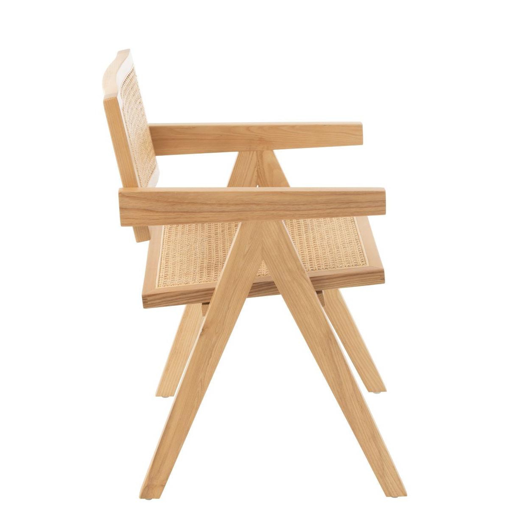Voir la diapositive 3 : J-LINE Chaise cannage en bois  grid  80cm naturel