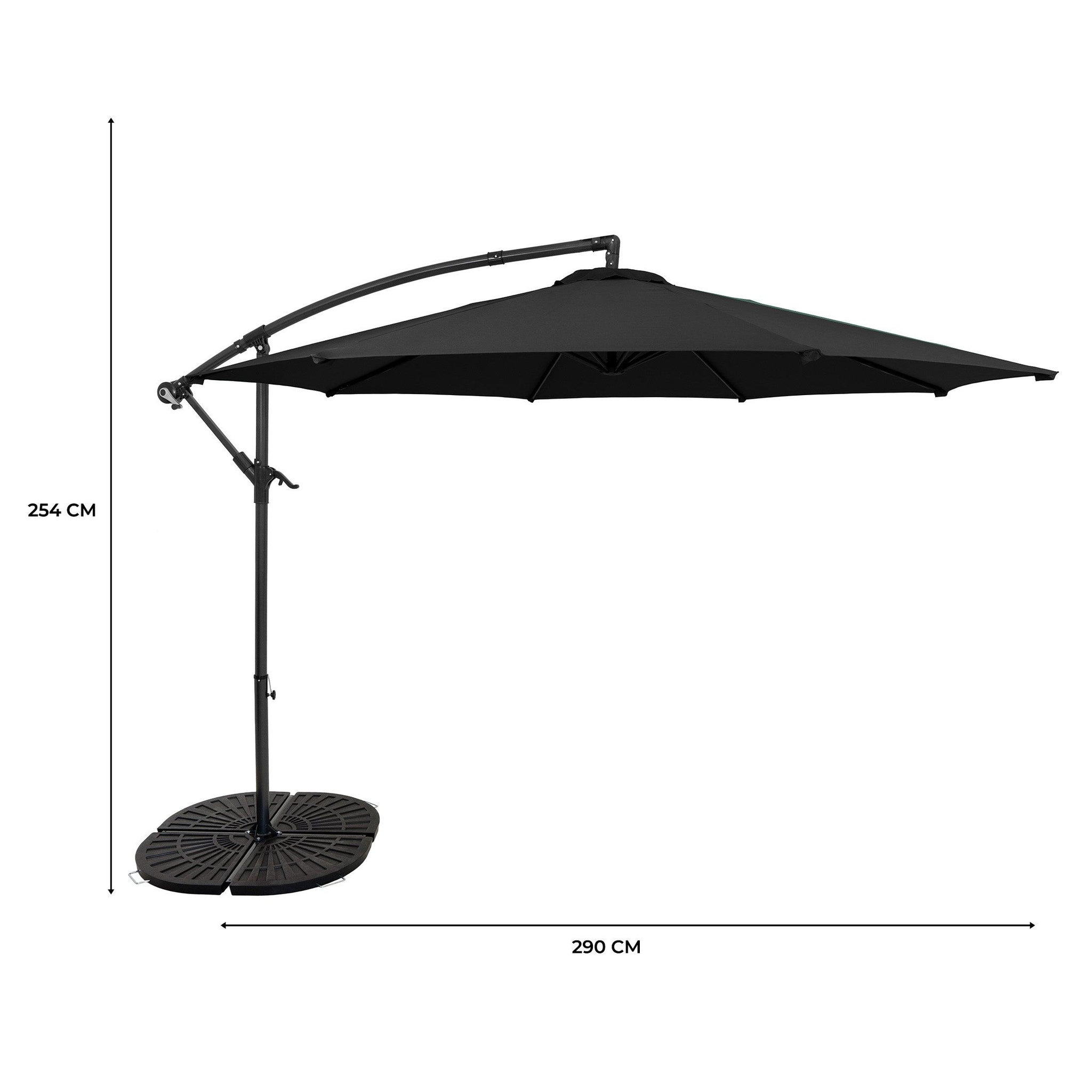 Voir la diapositive 5 : Monster Parasol Banane à Mât Déporté 3 m & 4 Pieds en Éventail