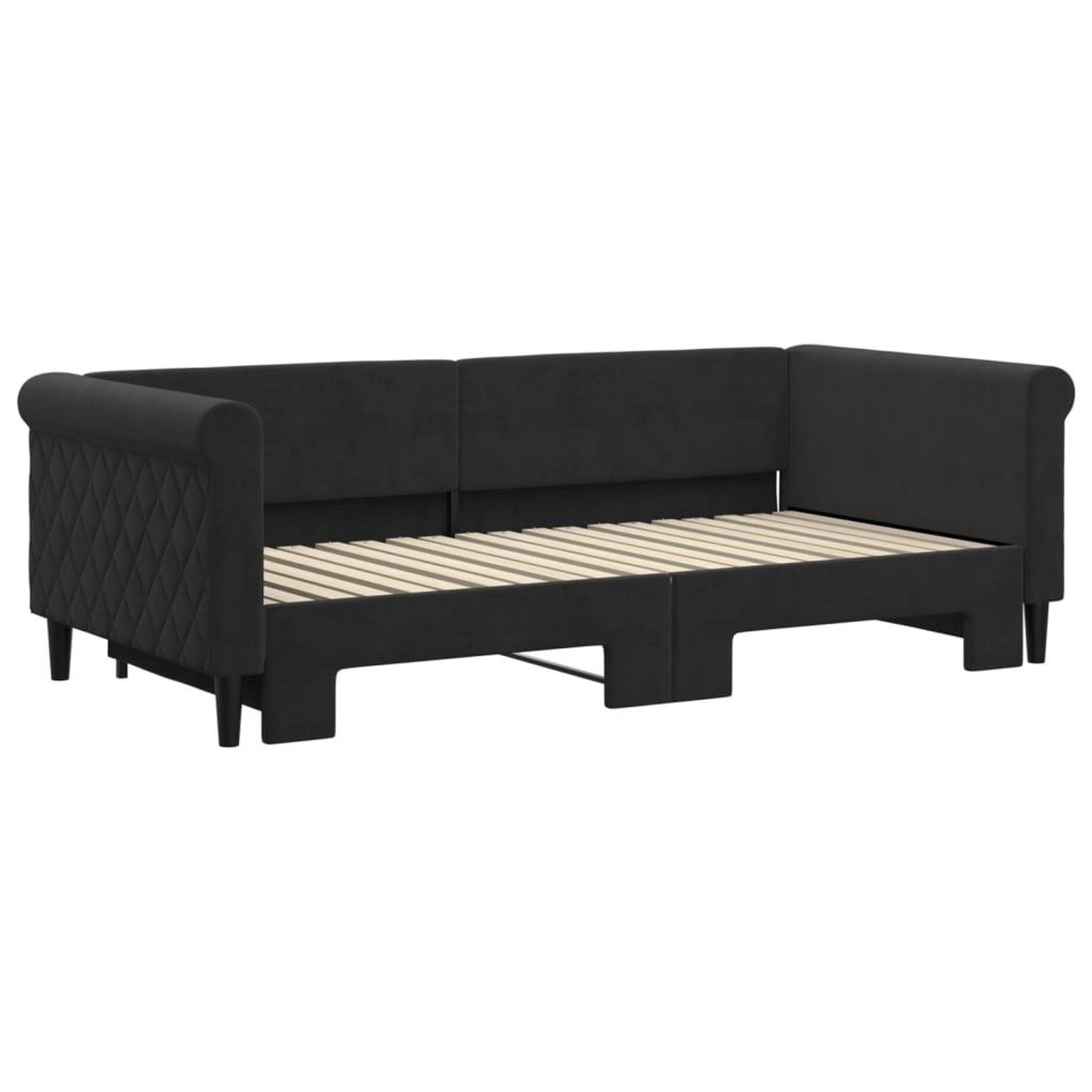 Voir la diapositive 3 : VIDAXL Lit de jour avec lit gigogne noir 90x190 cm velours
