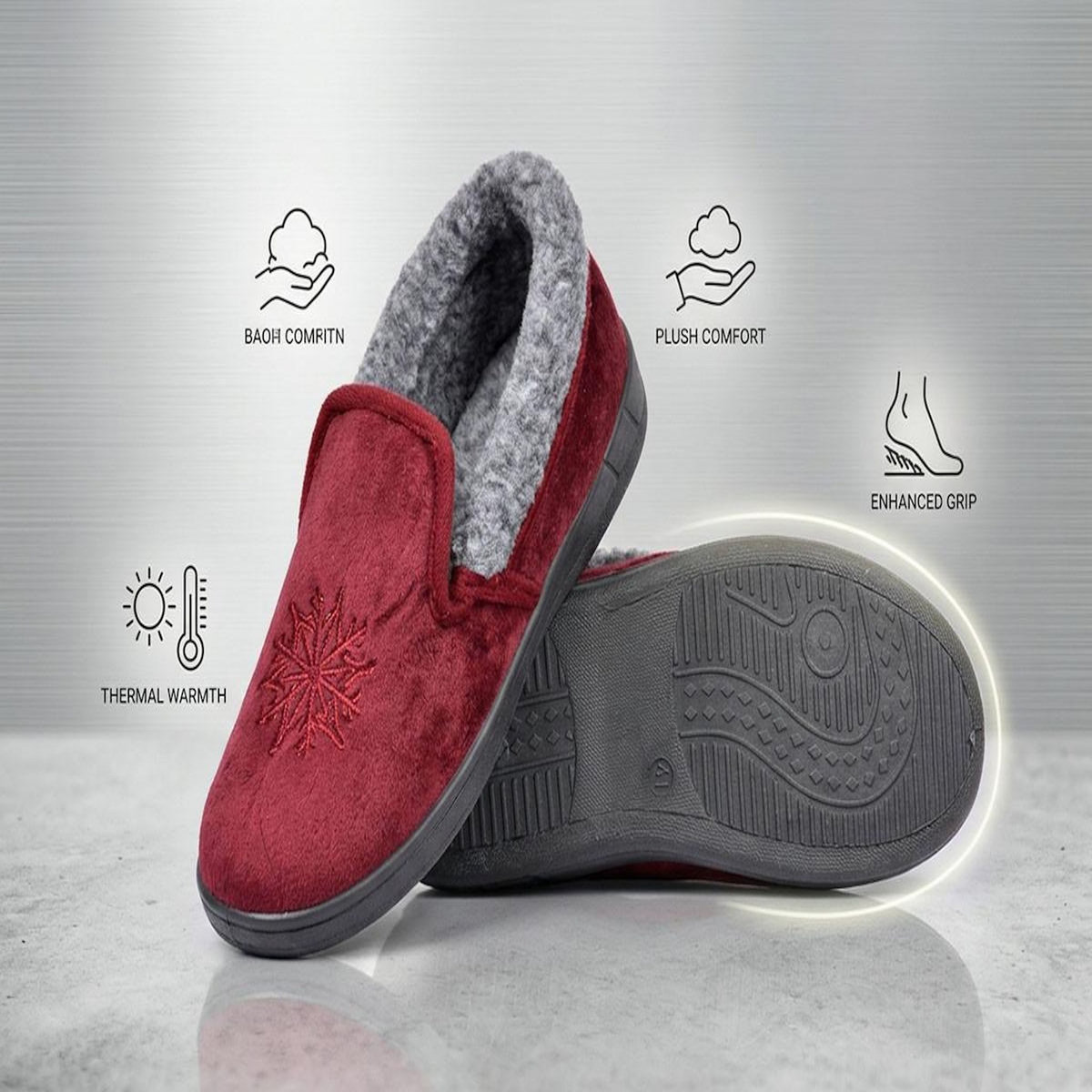 OZABI OZABI Pantoufles Femme Velours Charentaises Chaudes Antidérapantes